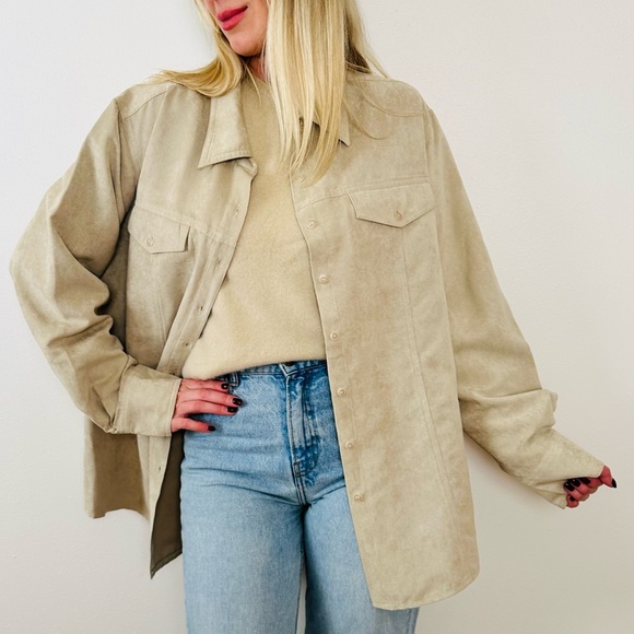 Carolina Colours Faux Suede Long Sleeve Button Down Chest Pockets Shirt - Picture 6 of 11